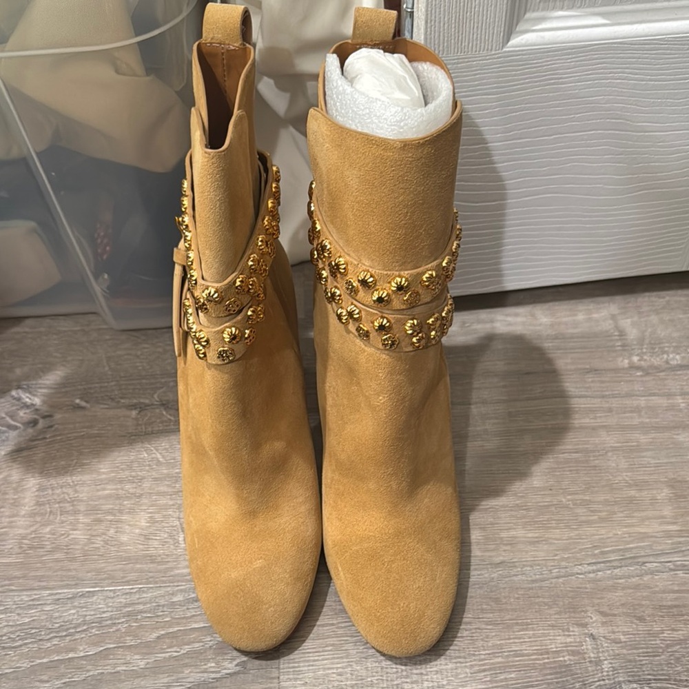 Studded Tan Ankle Boots